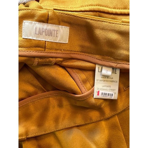 LAPOINTE Satin Pleated Pants in Yellow 2 Womens Wide Leg Trousers - Picture 9 of 15